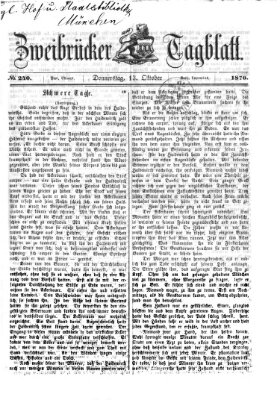 Zweibrücker Tagblatt Donnerstag 13. Oktober 1870