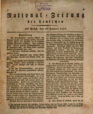 National-Zeitung der Deutschen Donnerstag 7. Januar 1796