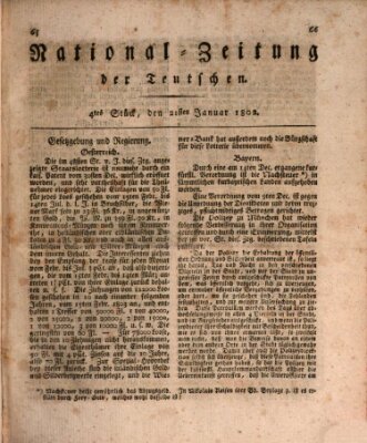 National-Zeitung der Deutschen Donnerstag 21. Januar 1802