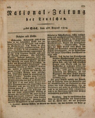 National-Zeitung der Deutschen Donnerstag 2. August 1804
