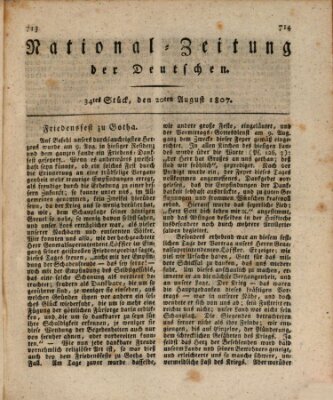 National-Zeitung der Deutschen Donnerstag 20. August 1807