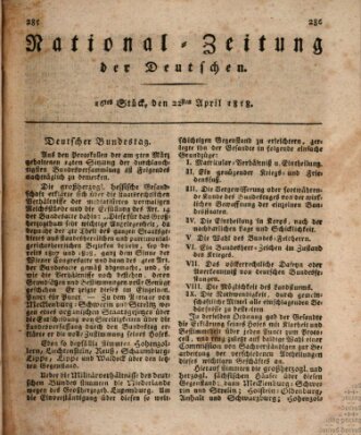National-Zeitung der Deutschen Mittwoch 22. April 1818