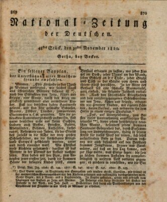 National-Zeitung der Deutschen Donnerstag 30. November 1820