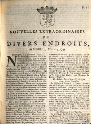 Nouvelles extraordinaires de divers endroits Dienstag 9. Februar 1745