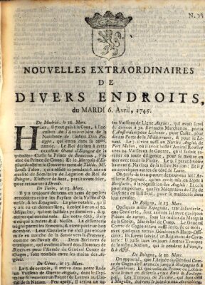 Nouvelles extraordinaires de divers endroits Dienstag 6. April 1745