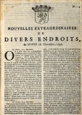 Nouvelles extraordinaires de divers endroits Dienstag 28. Dezember 1745
