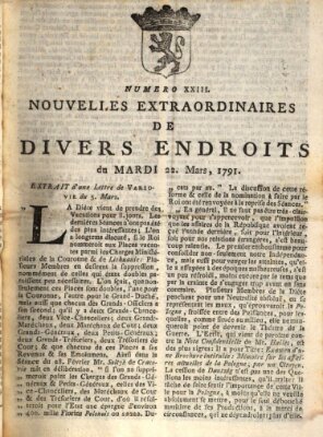 Nouvelles extraordinaires de divers endroits Dienstag 22. März 1791