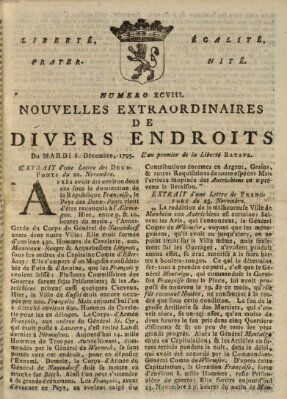 Nouvelles extraordinaires de divers endroits Dienstag 8. Dezember 1795
