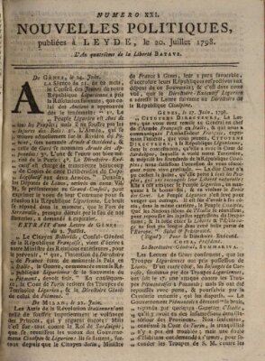 Nouvelles politiques (Nouvelles extraordinaires de divers endroits) Freitag 20. Juli 1798