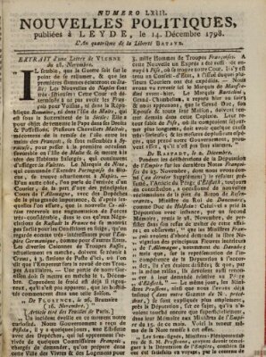 Nouvelles politiques (Nouvelles extraordinaires de divers endroits) Freitag 14. Dezember 1798