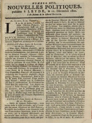 Nouvelles politiques (Nouvelles extraordinaires de divers endroits) Freitag 12. Dezember 1800