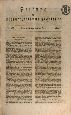 Zeitung des Großherzogthums Frankfurt (Frankfurter Ober-Post-Amts-Zeitung) Donnerstag 4. Juli 1811