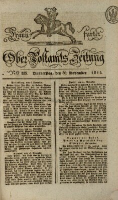 Frankfurter Ober-Post-Amts-Zeitung Donnerstag 30. November 1815