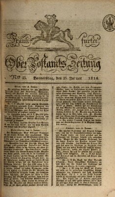 Frankfurter Ober-Post-Amts-Zeitung Donnerstag 25. Januar 1816