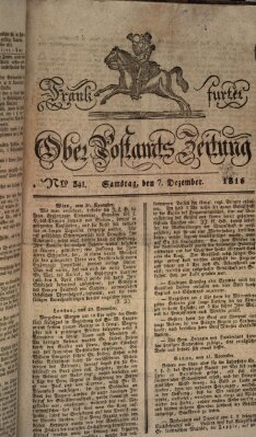 Frankfurter Ober-Post-Amts-Zeitung Samstag 7. Dezember 1816