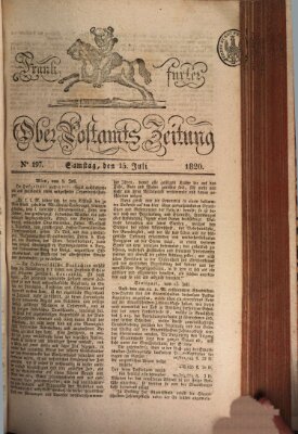 Frankfurter Ober-Post-Amts-Zeitung Samstag 15. Juli 1820