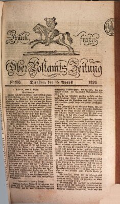 Frankfurter Ober-Post-Amts-Zeitung Dienstag 15. August 1820