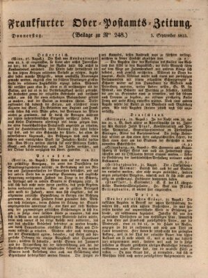 Frankfurter Ober-Post-Amts-Zeitung Donnerstag 5. September 1833