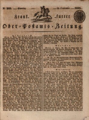 Frankfurter Ober-Post-Amts-Zeitung Sonntag 22. September 1833