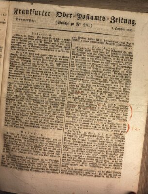 Frankfurter Ober-Post-Amts-Zeitung Donnerstag 3. Oktober 1833
