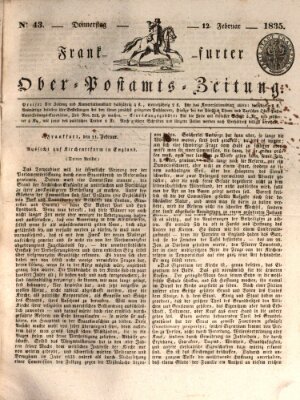 Frankfurter Ober-Post-Amts-Zeitung Donnerstag 12. Februar 1835