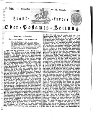 Frankfurter Ober-Post-Amts-Zeitung Donnerstag 16. November 1837