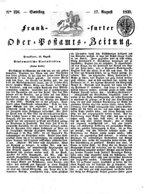 Frankfurter Ober-Post-Amts-Zeitung Samstag 17. August 1839
