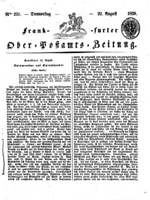 Frankfurter Ober-Post-Amts-Zeitung Donnerstag 22. August 1839