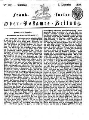 Frankfurter Ober-Post-Amts-Zeitung Samstag 7. Dezember 1839