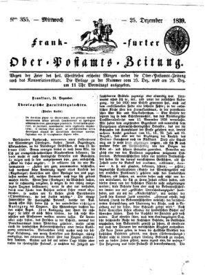 Frankfurter Ober-Post-Amts-Zeitung Mittwoch 25. Dezember 1839