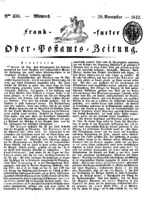Frankfurter Ober-Post-Amts-Zeitung Mittwoch 30. November 1842