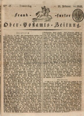 Frankfurter Ober-Post-Amts-Zeitung Donnerstag 16. Februar 1843