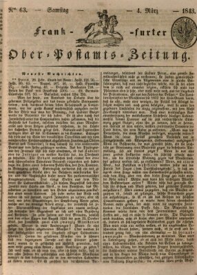 Frankfurter Ober-Post-Amts-Zeitung Samstag 4. März 1843