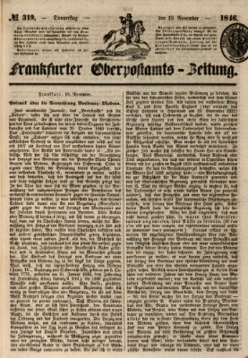 Frankfurter Ober-Post-Amts-Zeitung Donnerstag 19. November 1846
