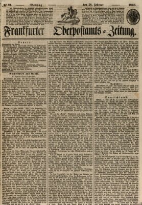 Frankfurter Ober-Post-Amts-Zeitung Montag 28. Februar 1848