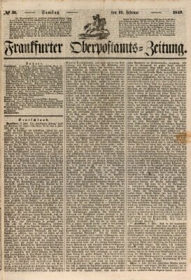 Frankfurter Ober-Post-Amts-Zeitung Samstag 10. Februar 1849