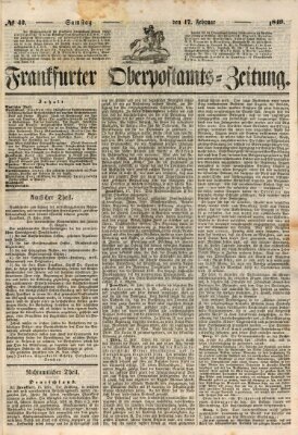 Frankfurter Ober-Post-Amts-Zeitung Samstag 17. Februar 1849