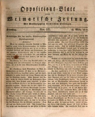 Oppositions-Blatt oder Weimarische Zeitung Dienstag 18. März 1817