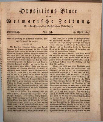 Oppositions-Blatt oder Weimarische Zeitung Donnerstag 17. April 1817