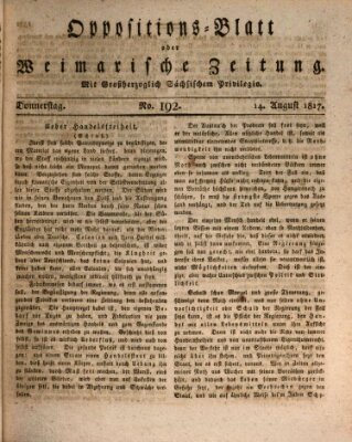 Oppositions-Blatt oder Weimarische Zeitung Donnerstag 14. August 1817