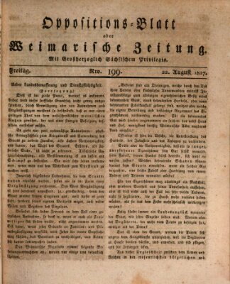 Oppositions-Blatt oder Weimarische Zeitung Freitag 22. August 1817