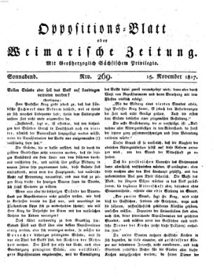 Oppositions-Blatt oder Weimarische Zeitung Samstag 15. November 1817