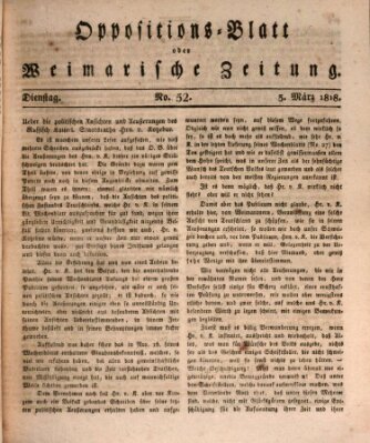 Oppositions-Blatt oder Weimarische Zeitung Dienstag 3. März 1818