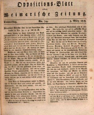 Oppositions-Blatt oder Weimarische Zeitung Donnerstag 5. März 1818