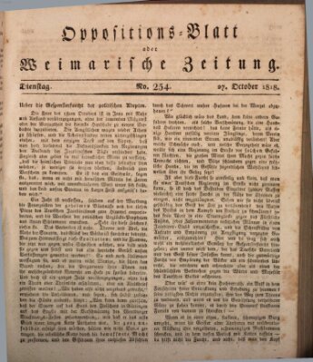 Oppositions-Blatt oder Weimarische Zeitung Dienstag 27. Oktober 1818
