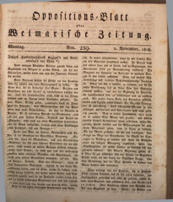 Oppositions-Blatt oder Weimarische Zeitung Montag 2. November 1818