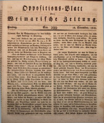 Oppositions-Blatt oder Weimarische Zeitung Freitag 18. Dezember 1818