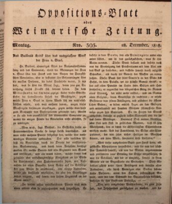 Oppositions-Blatt oder Weimarische Zeitung Montag 28. Dezember 1818