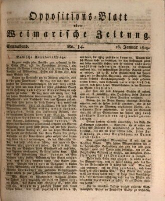 Oppositions-Blatt oder Weimarische Zeitung Samstag 16. Januar 1819