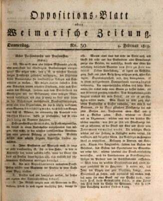 Oppositions-Blatt oder Weimarische Zeitung Donnerstag 4. Februar 1819